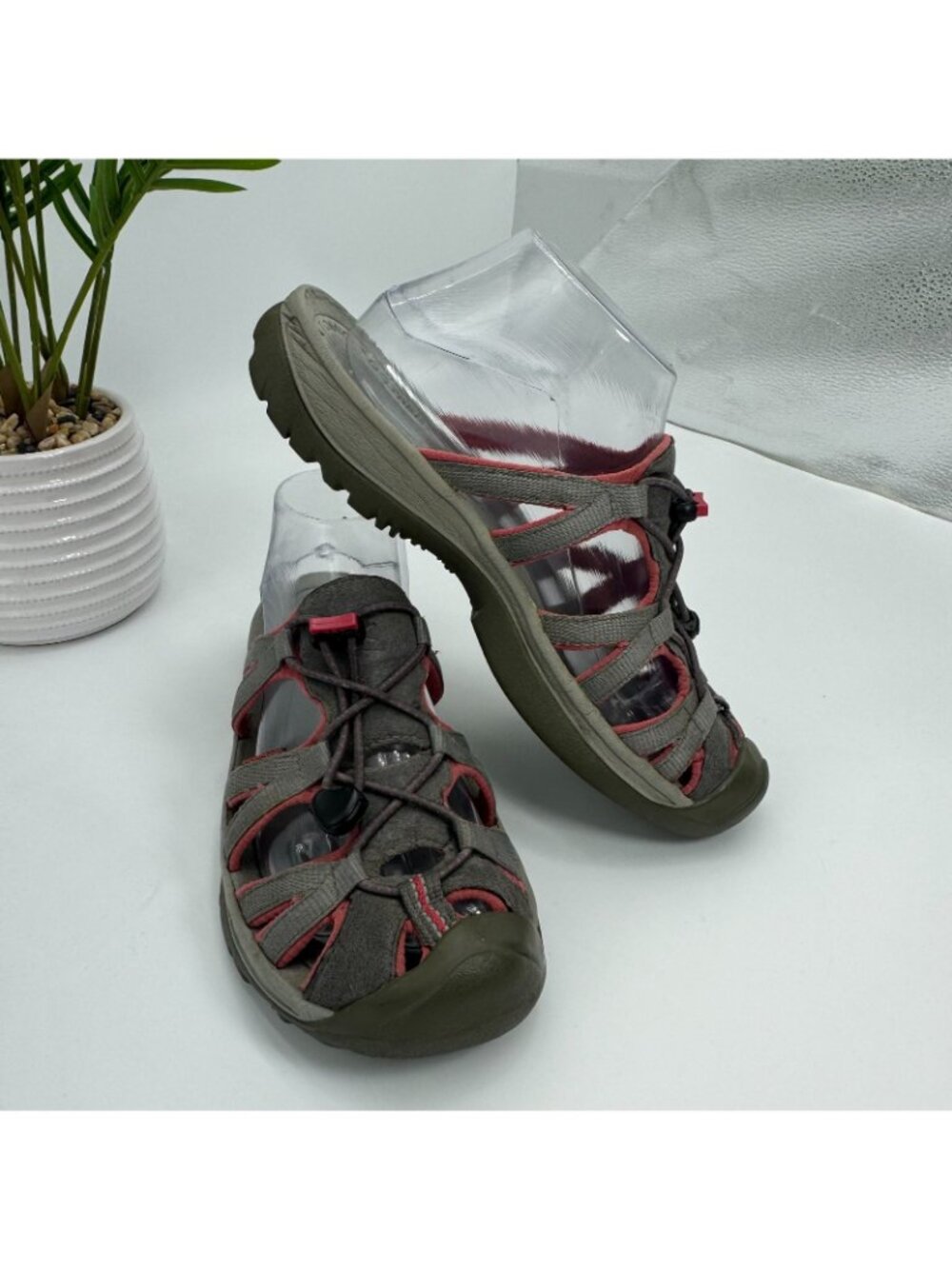 Keen Whisper 5127 Slide Sandal Womens 8.5 Gray Synthetic Hiking Trail Waterproof - Picture 3 of 16
